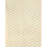 Ecru Berber kilim with turquoise lines 239 x 162 cm