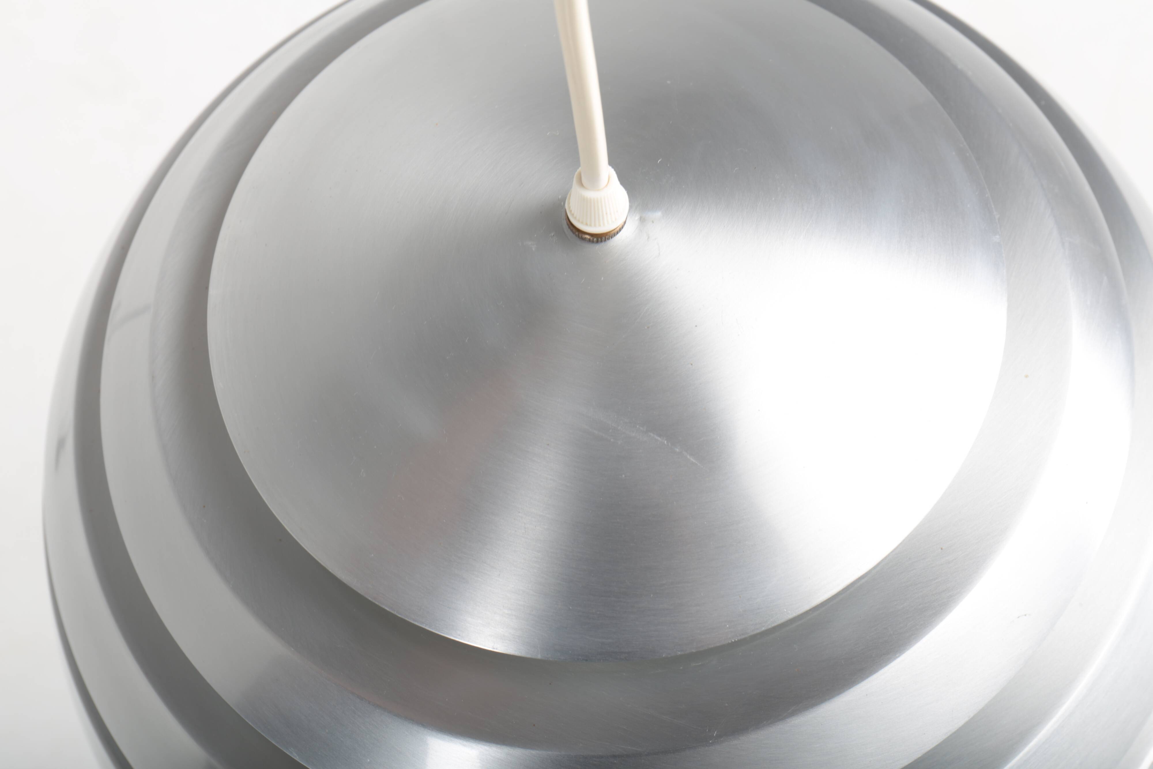 Vintage pendant light with brushed aluminum slats, 1970s