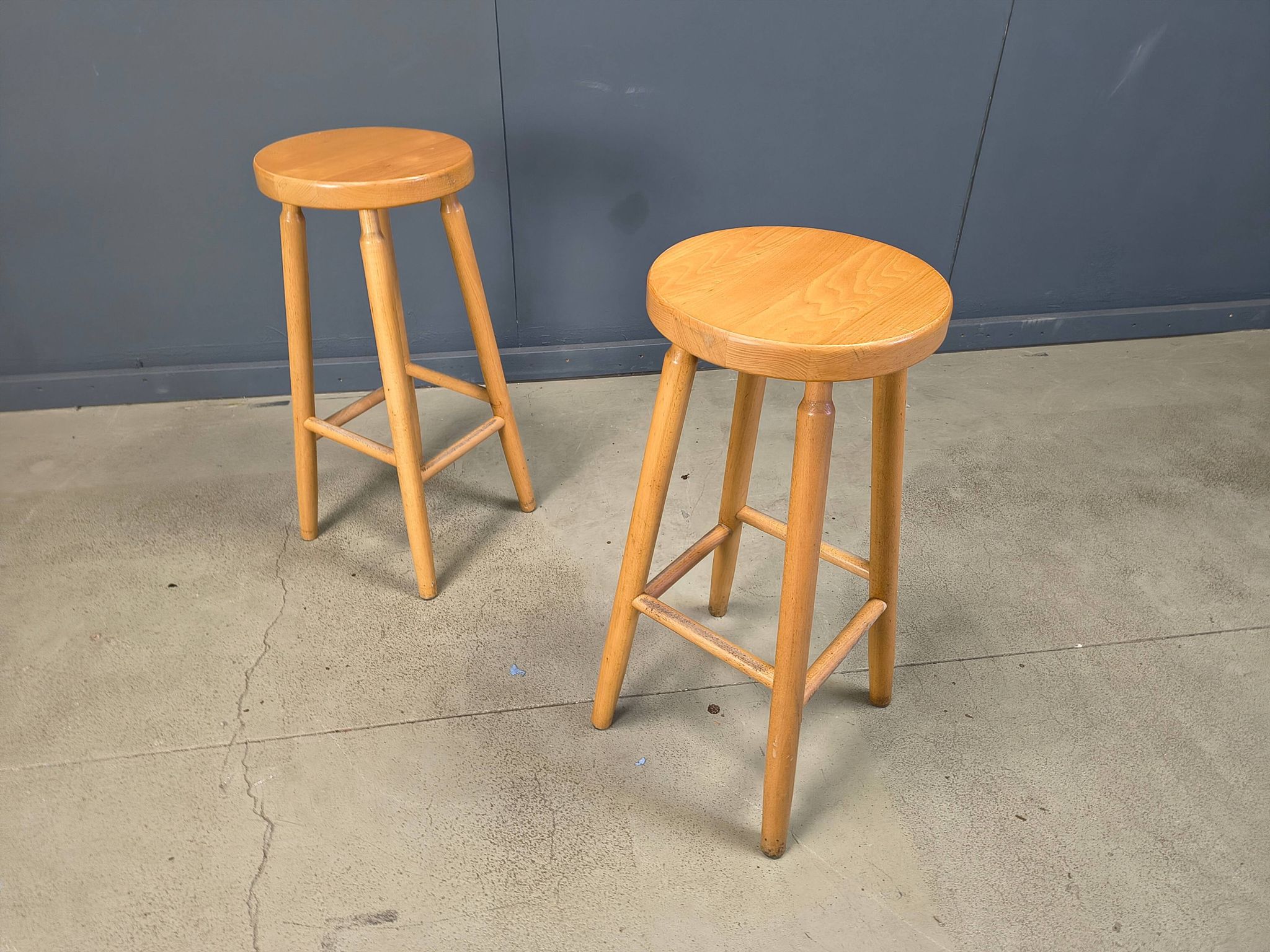 Alpine style chalet stools in wood, set of 9 - 1970s