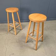 Alpine style chalet stools in wood, set of 9 - 1970s