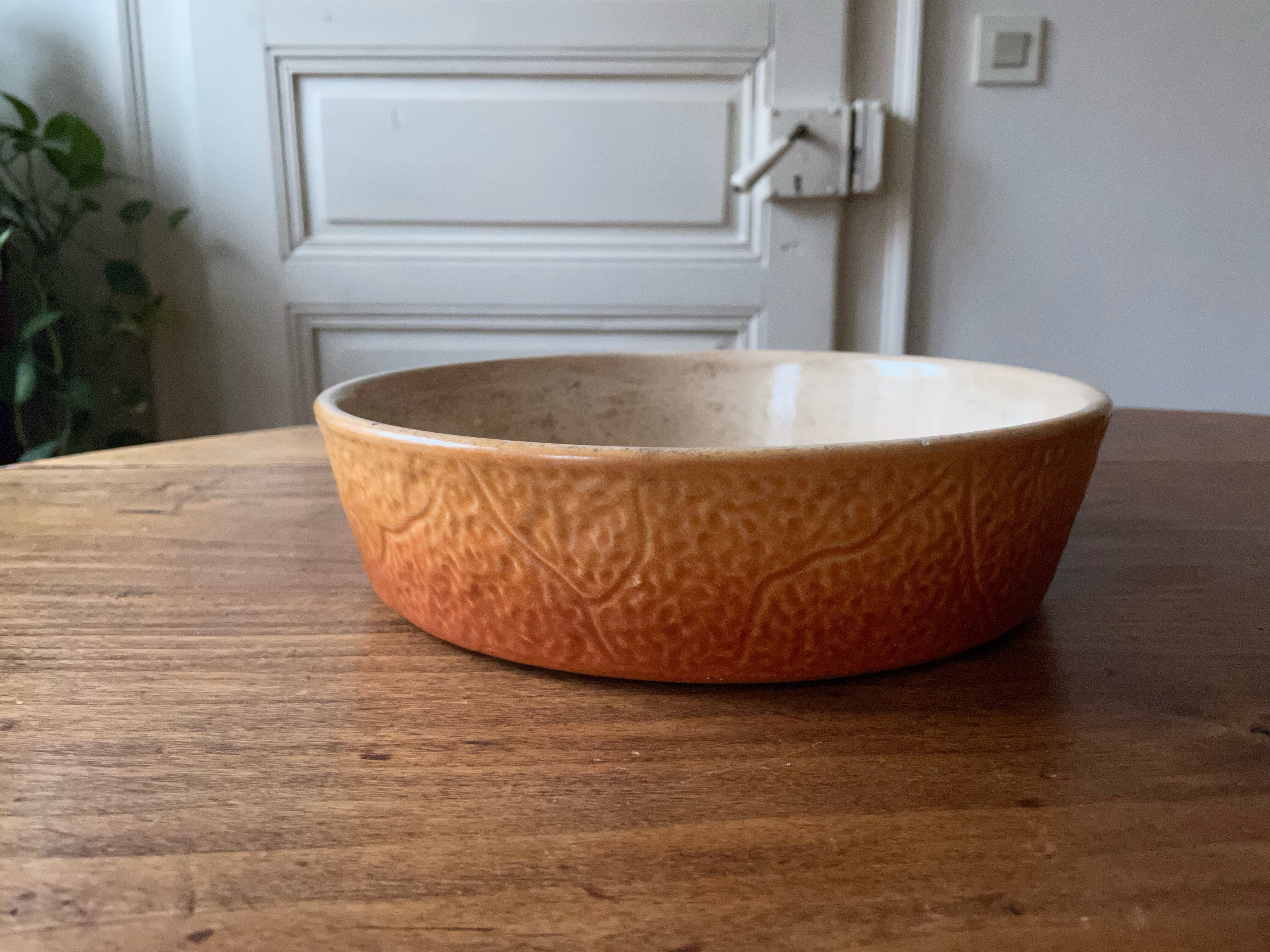 Plat à four rond Durofeu en céramique vintage ancien