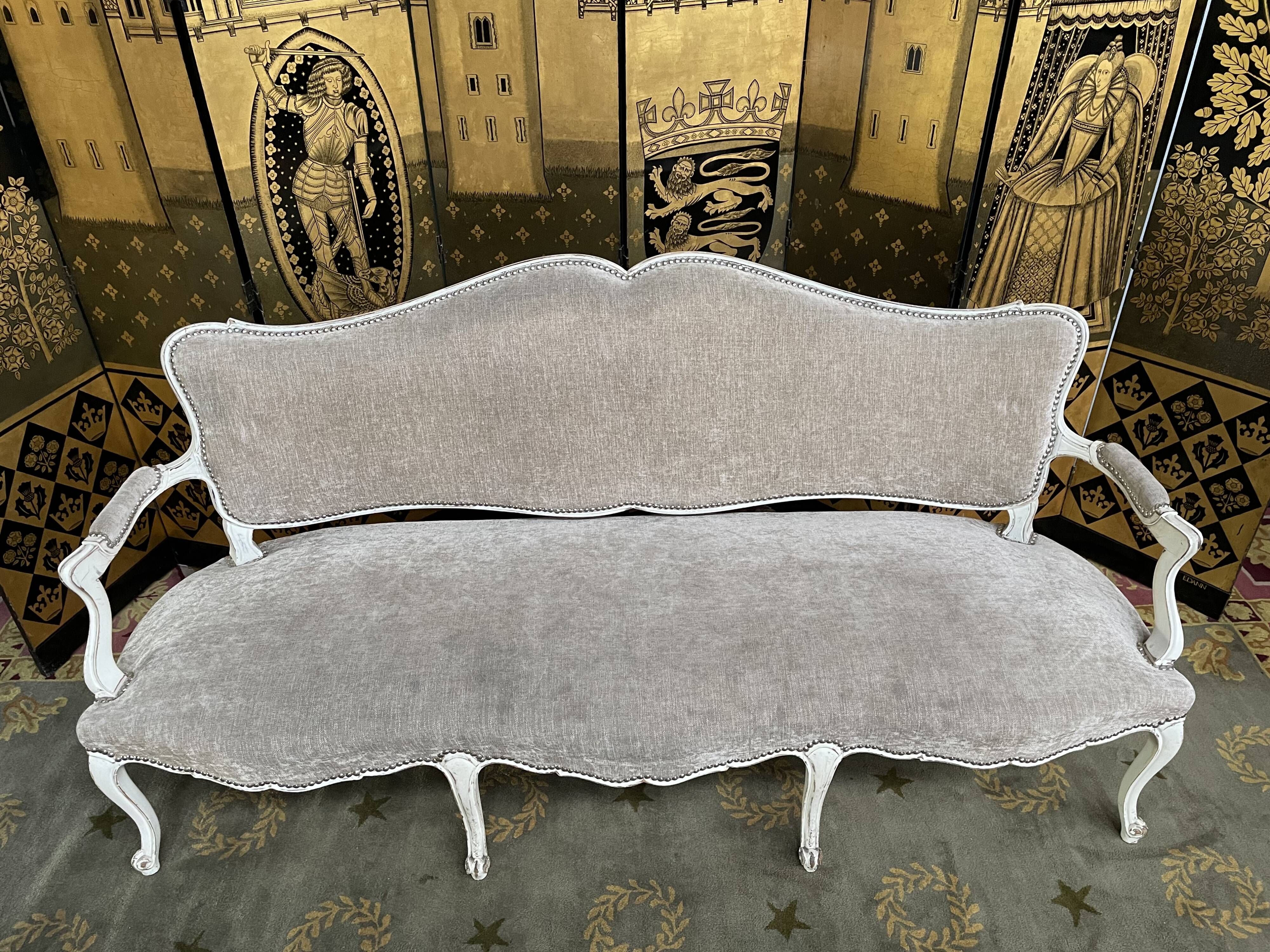 Louis XV taupe and cream style sofa