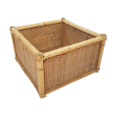 Square-shaped indoor gardener in vintage rattan bamboo