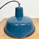 Industrial blue enamel factory pendant lamp 1960s