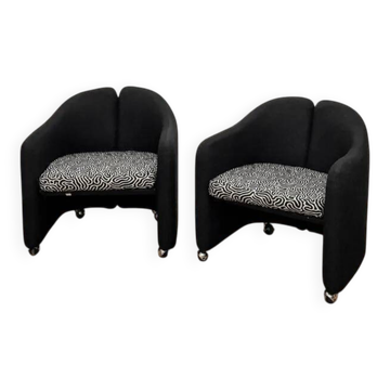 Pair of chairs by Eugenio Gerli for Tecno with patterns, 70s