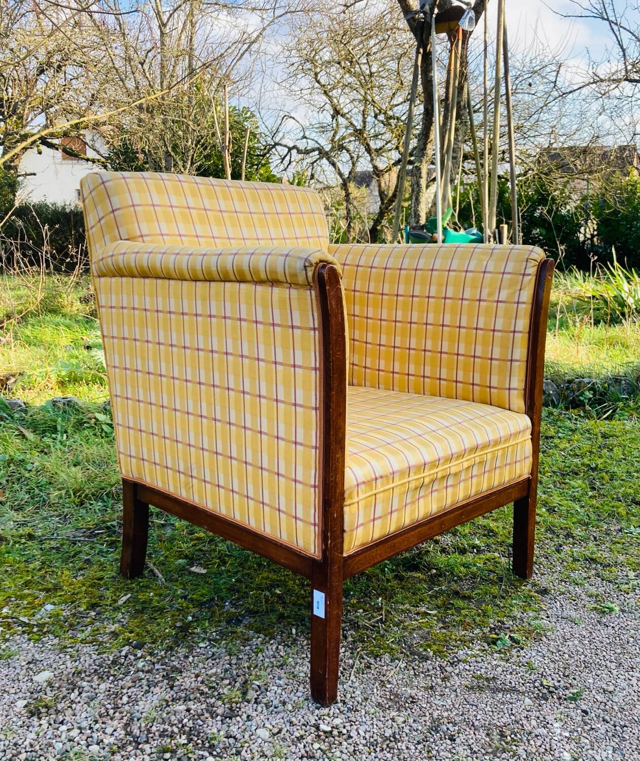 Art Deco club armchair in solid wood, early 20th century