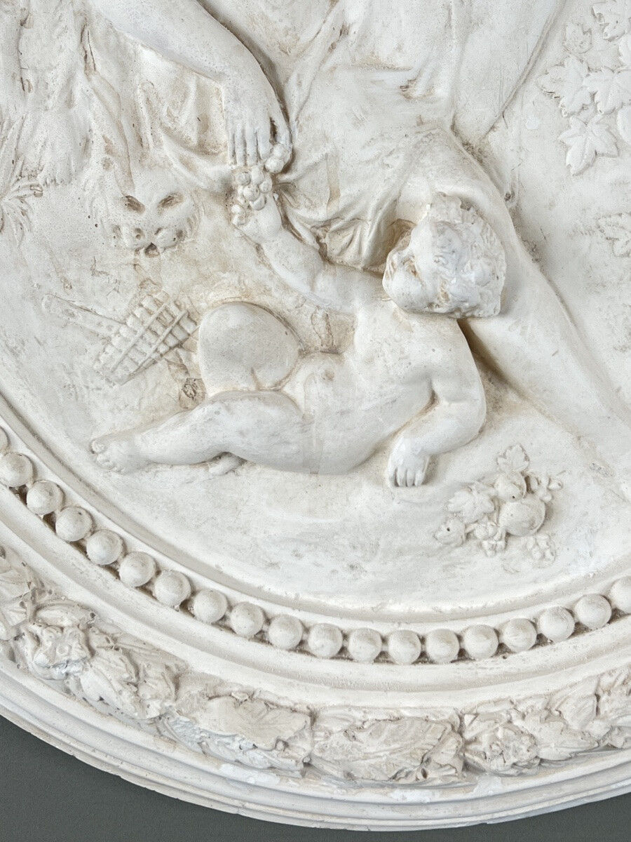 Relief wall panel medallion, allegorical scene, 20th century
