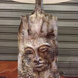 Large glazed ceramic anthropomorphic vase mounted in lamp 1970