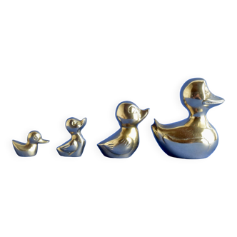 Set of 4 brass ducks