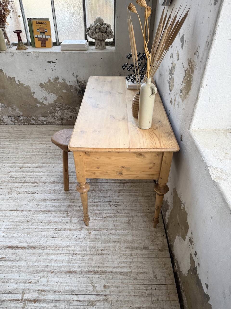 Blonde walnut desk and pine top 1900