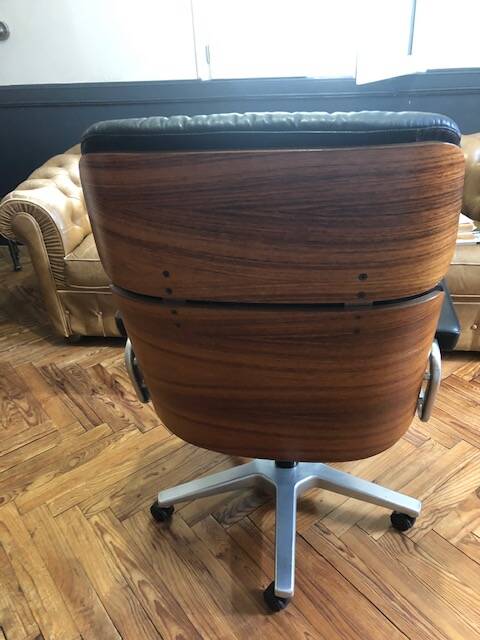 Office chair 1970 Stoll /Giroflex in black leather by Karl Ditter