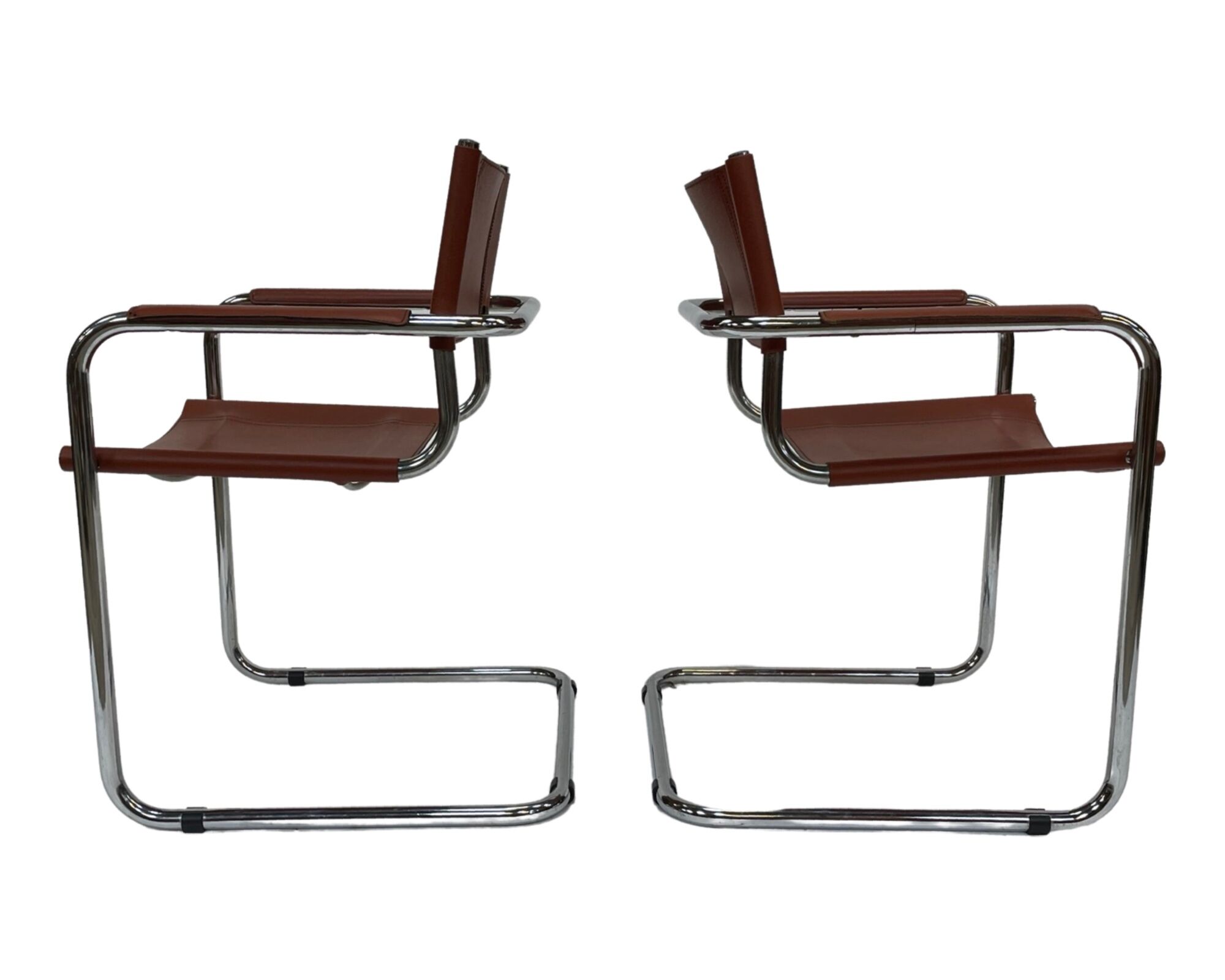 Set of 4 Bauhaus cantilever chairs cognac leather and chrome Design