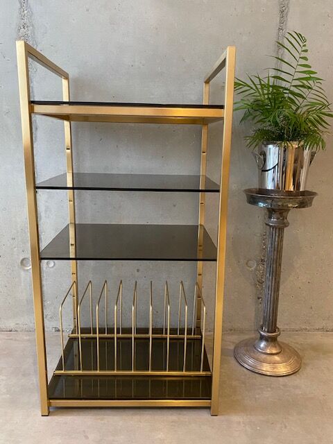 Golden brass and glass shelves