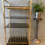 Golden brass and glass shelves