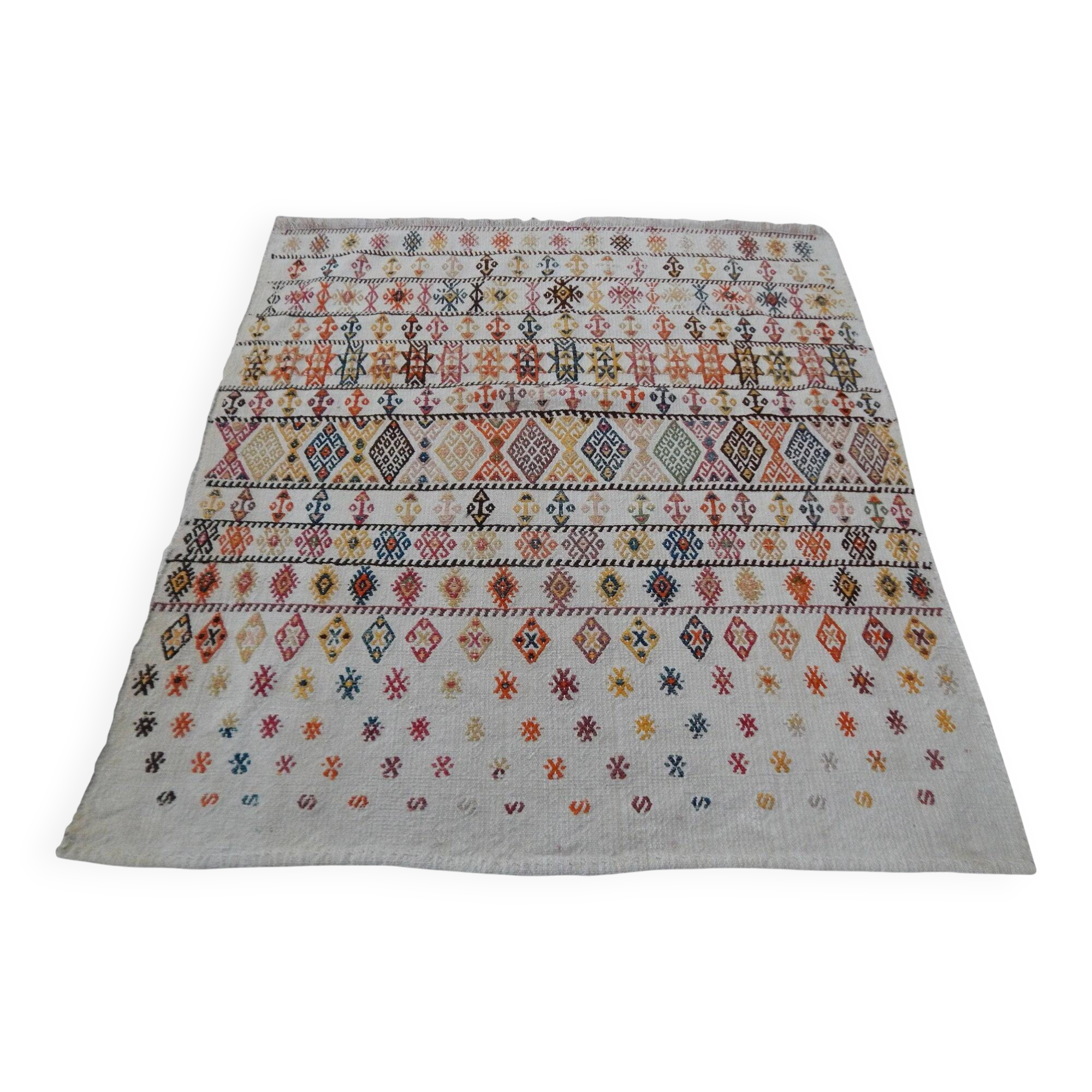 Vintage Turkish kilim, handwoven, 93x100 cm.