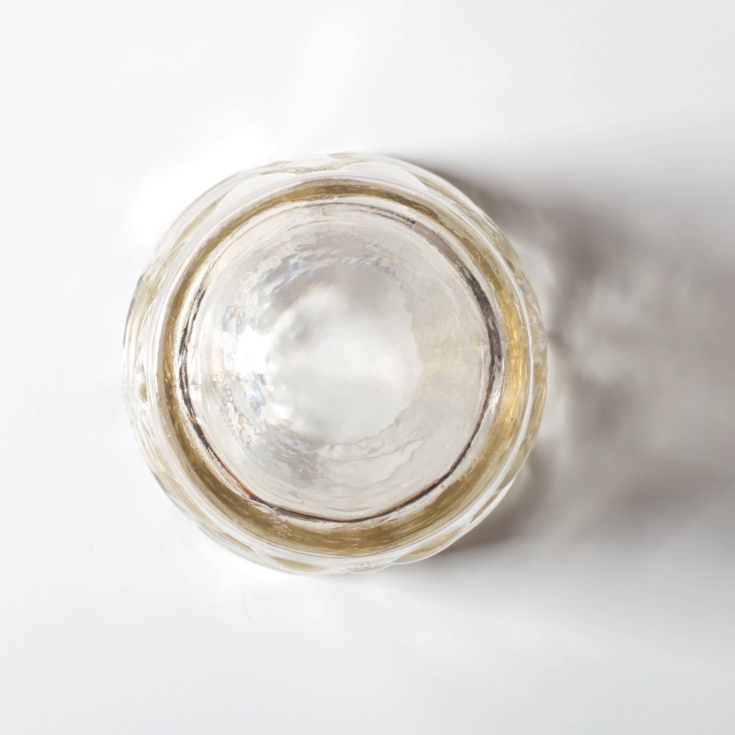 Mid-century Solid Heavy Clear Pattered Glass Flower Vase / Fidenza / Italy