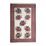 Afshar Sumakh Kilim Rug Cream Floral Design Handmade Wool 212x120cm