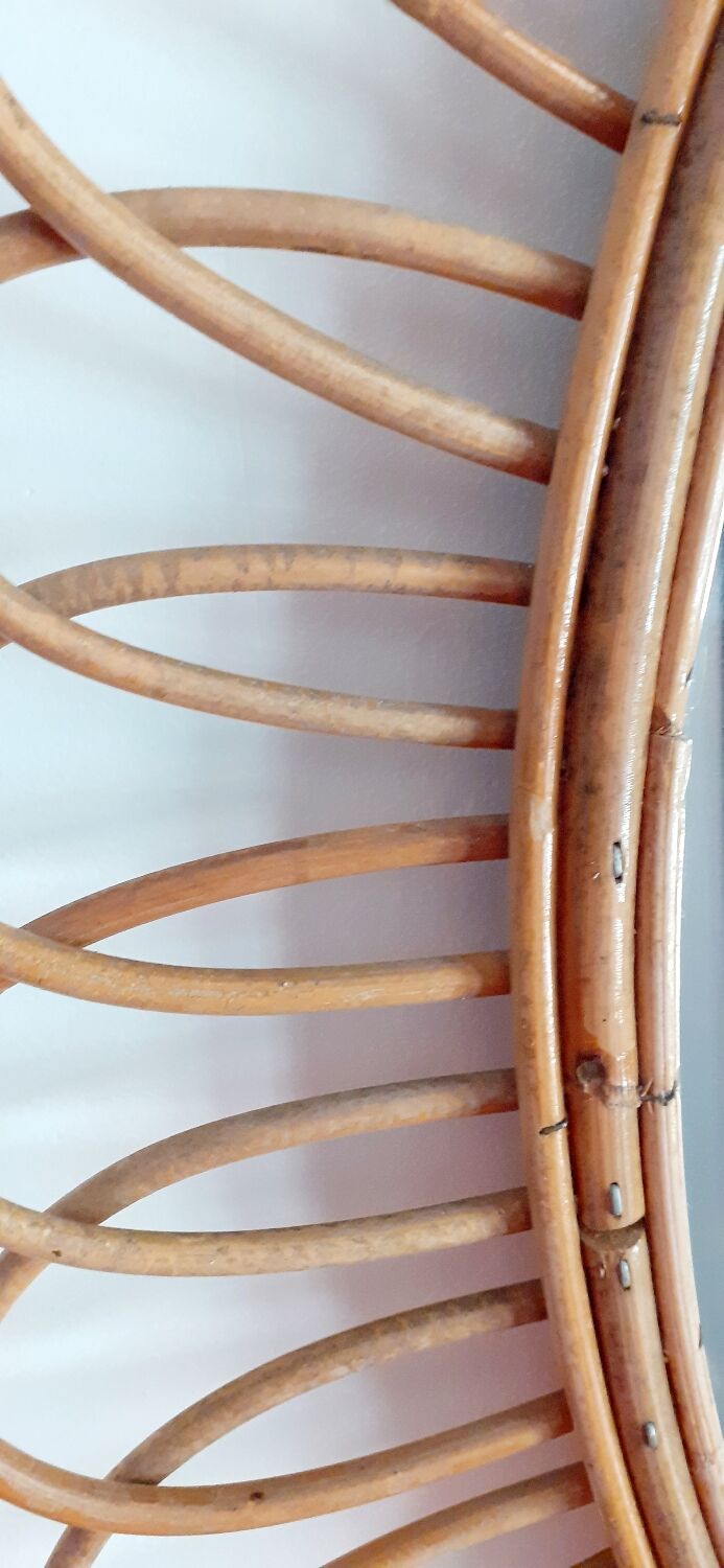 Large vintage rattan mirror