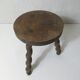antique solid wood stool with twisted legs