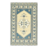 Tapis vintage turc Oushak fait à la main en laine et coton jaune
