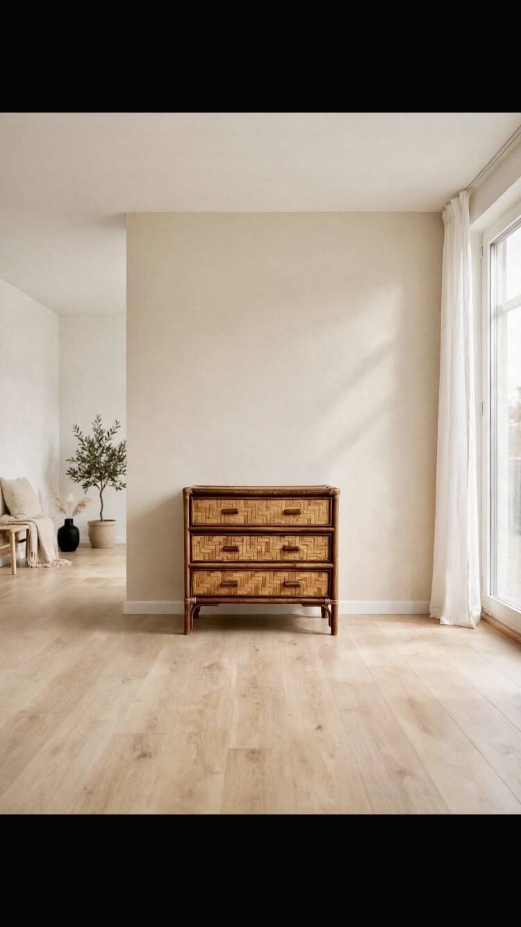 Commode rotin et bambou 1960