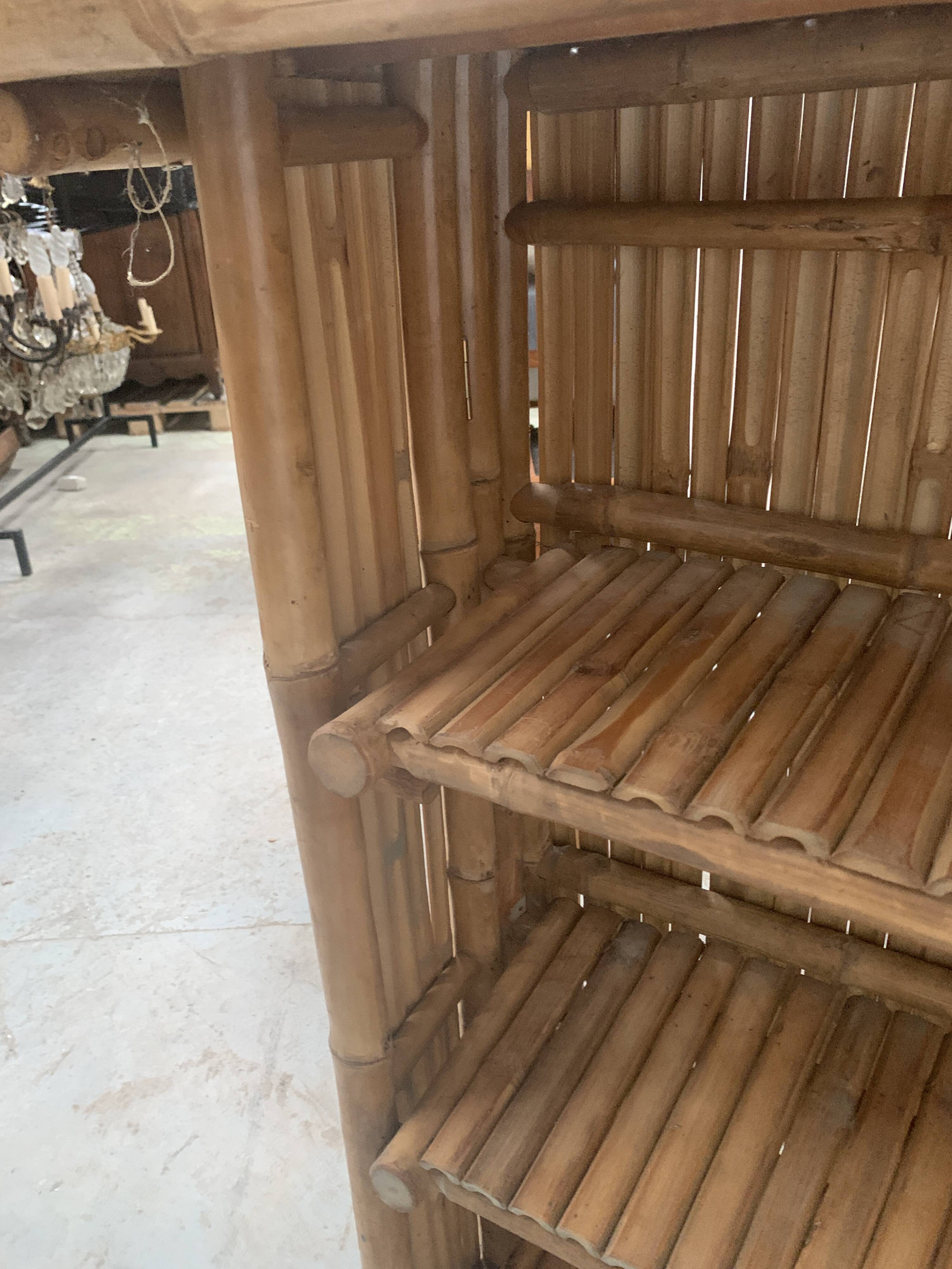 20th century woven bamboo half-moon bar