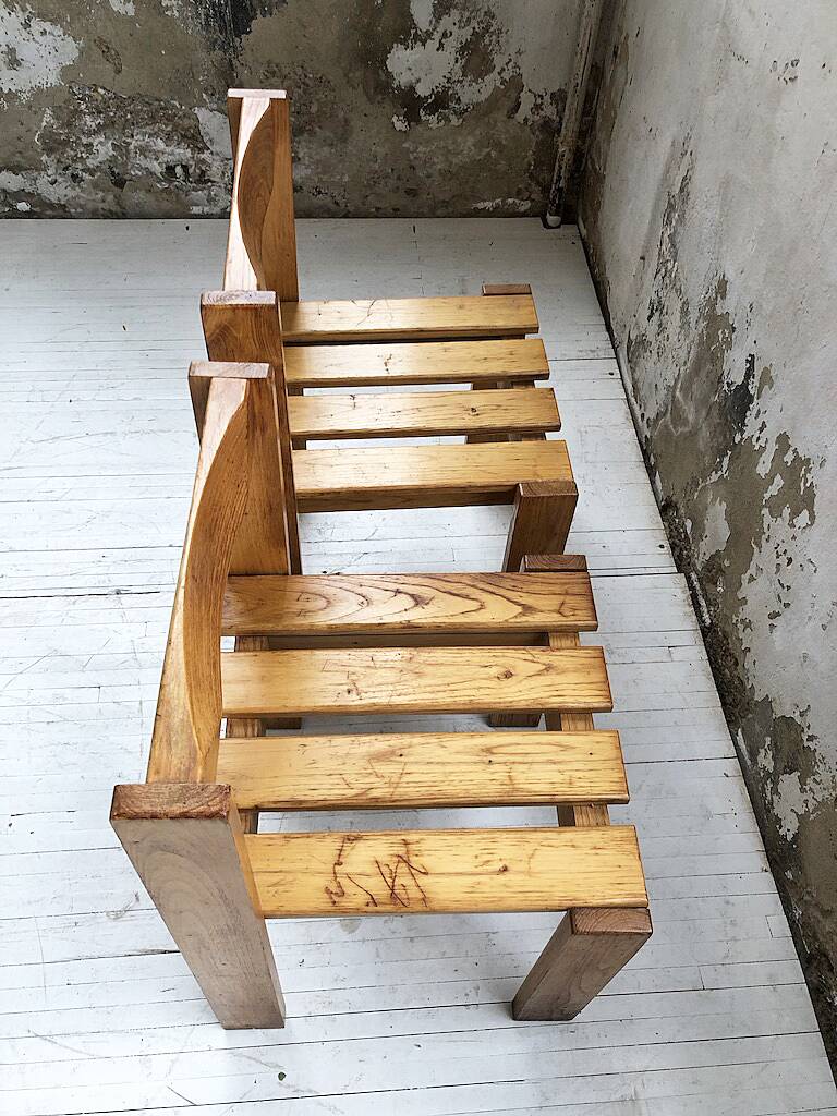 Duo of les arcs mountain pine chairs