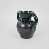 Black and green ceramic vase