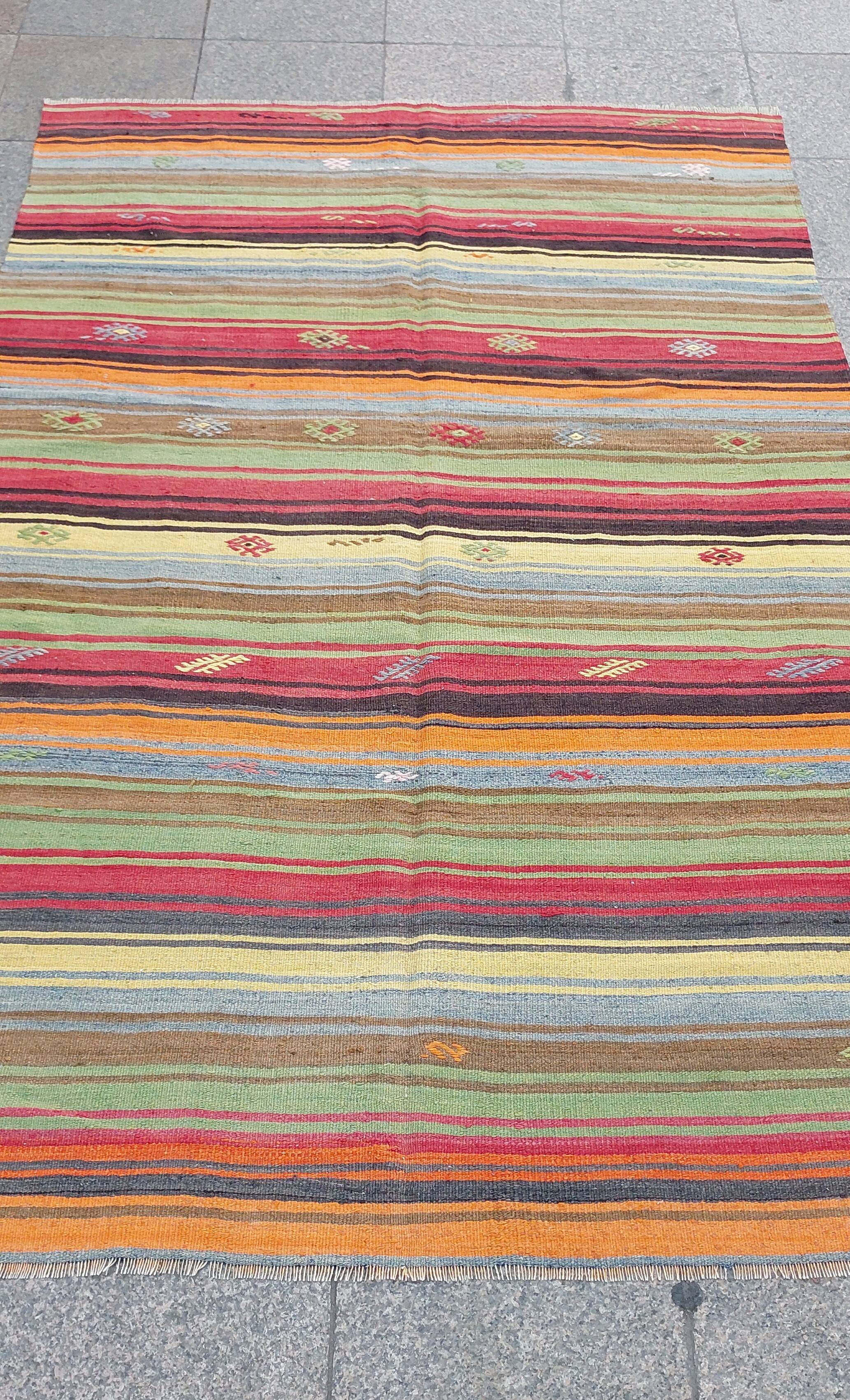 Turkish kilim rug,242x160 cm,myk-1575.