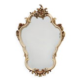 Italian Rococo Style Cream and Gilt Wall Mirror with Shell Crest, 20th Cent