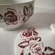Digoin Sarreguemines Atlantic pattern tureen, deep red rose decoration