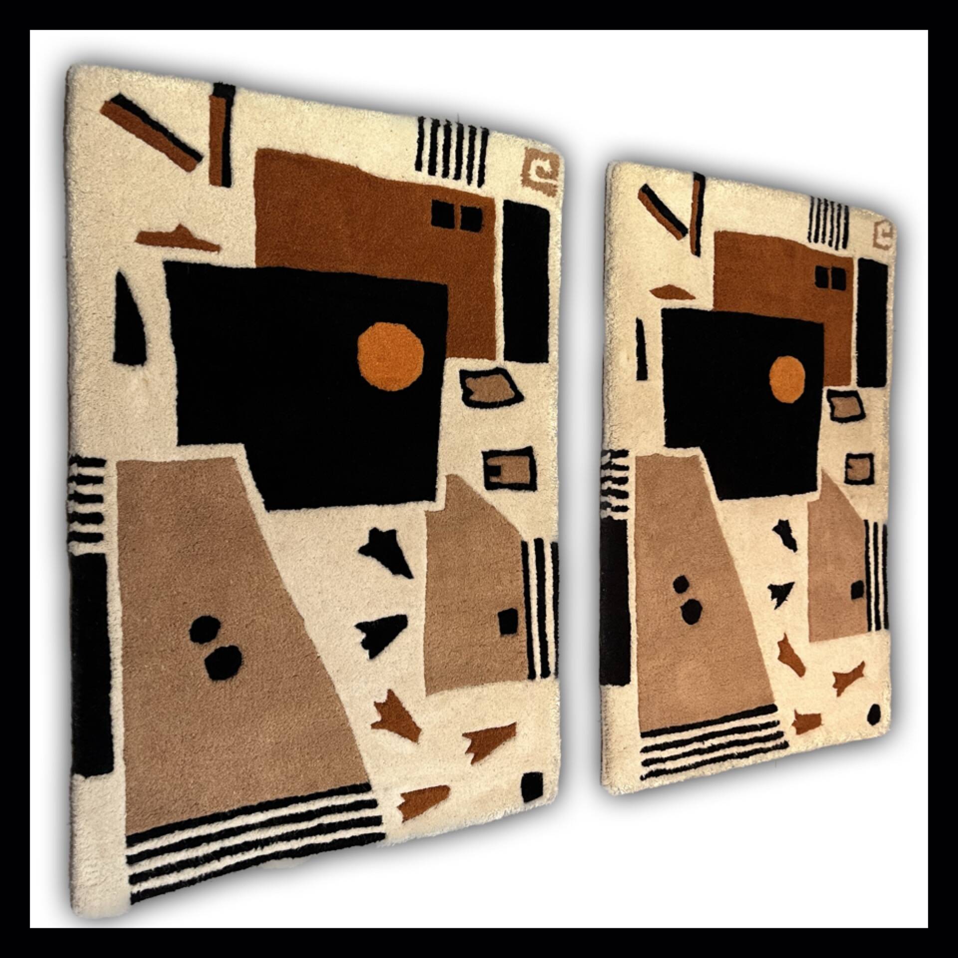 2 tapis moderne tuftés main, 1960
