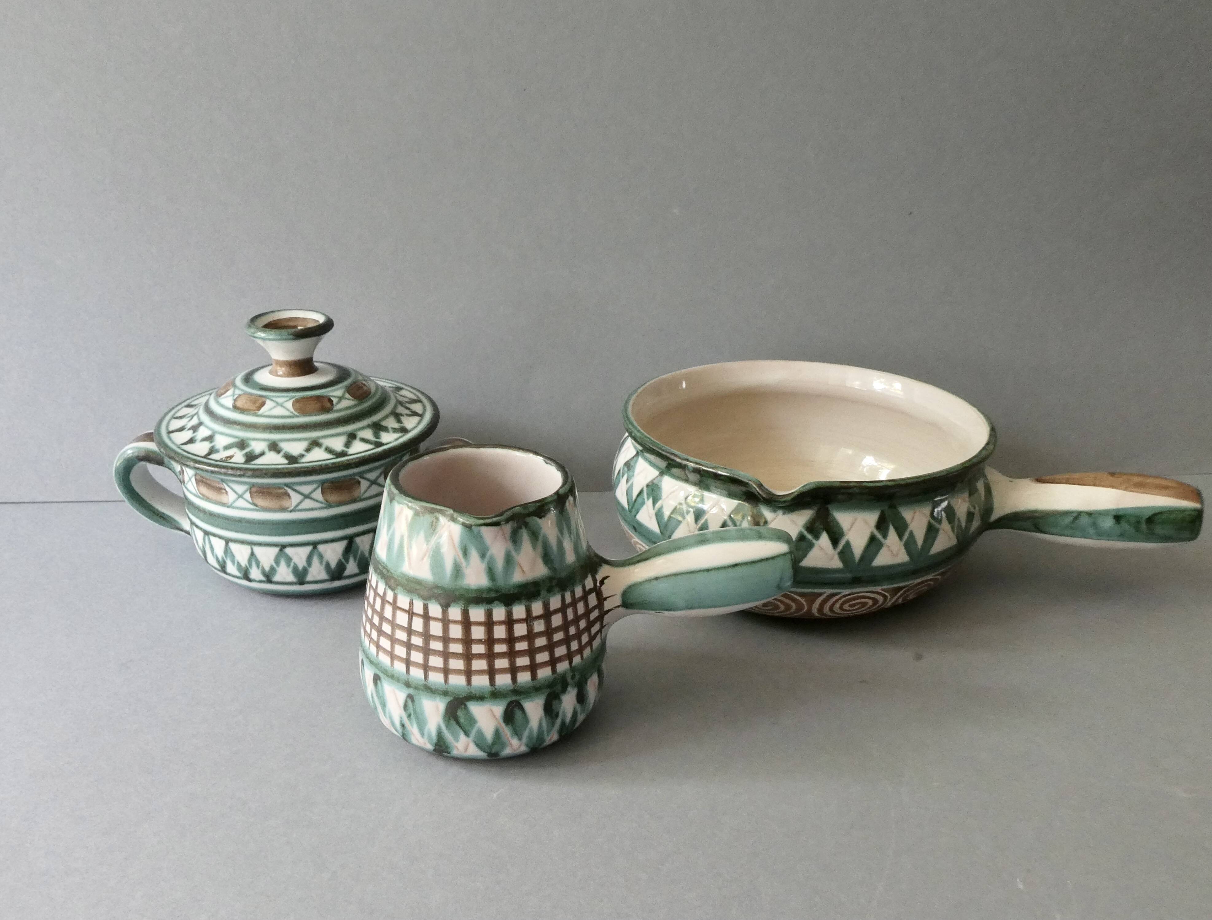 Pots, sucrier en céramique robert picault vallauris