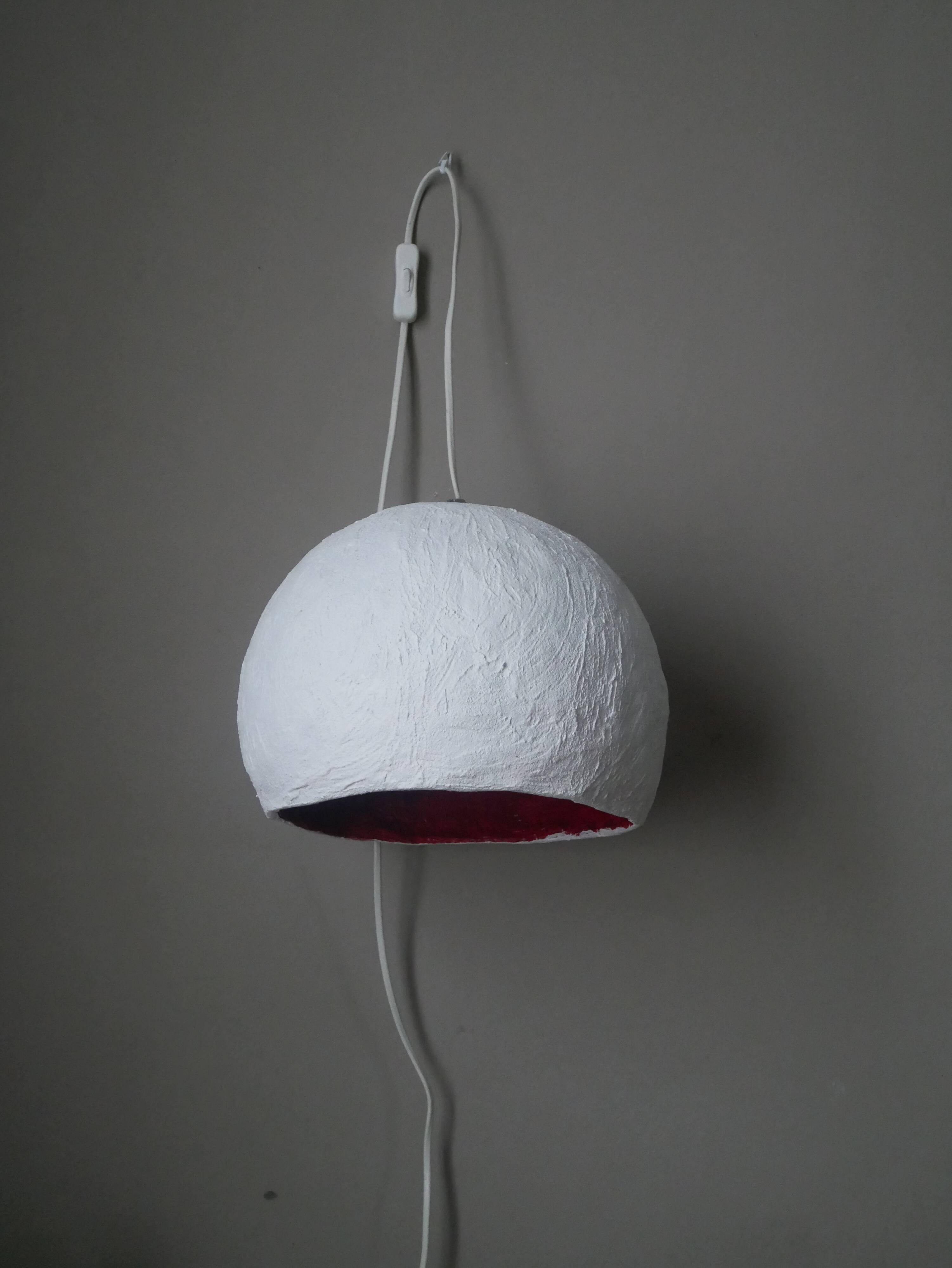 Handmade sphere lamp space age papier-mâché table lamp vintage design 70s contemporary