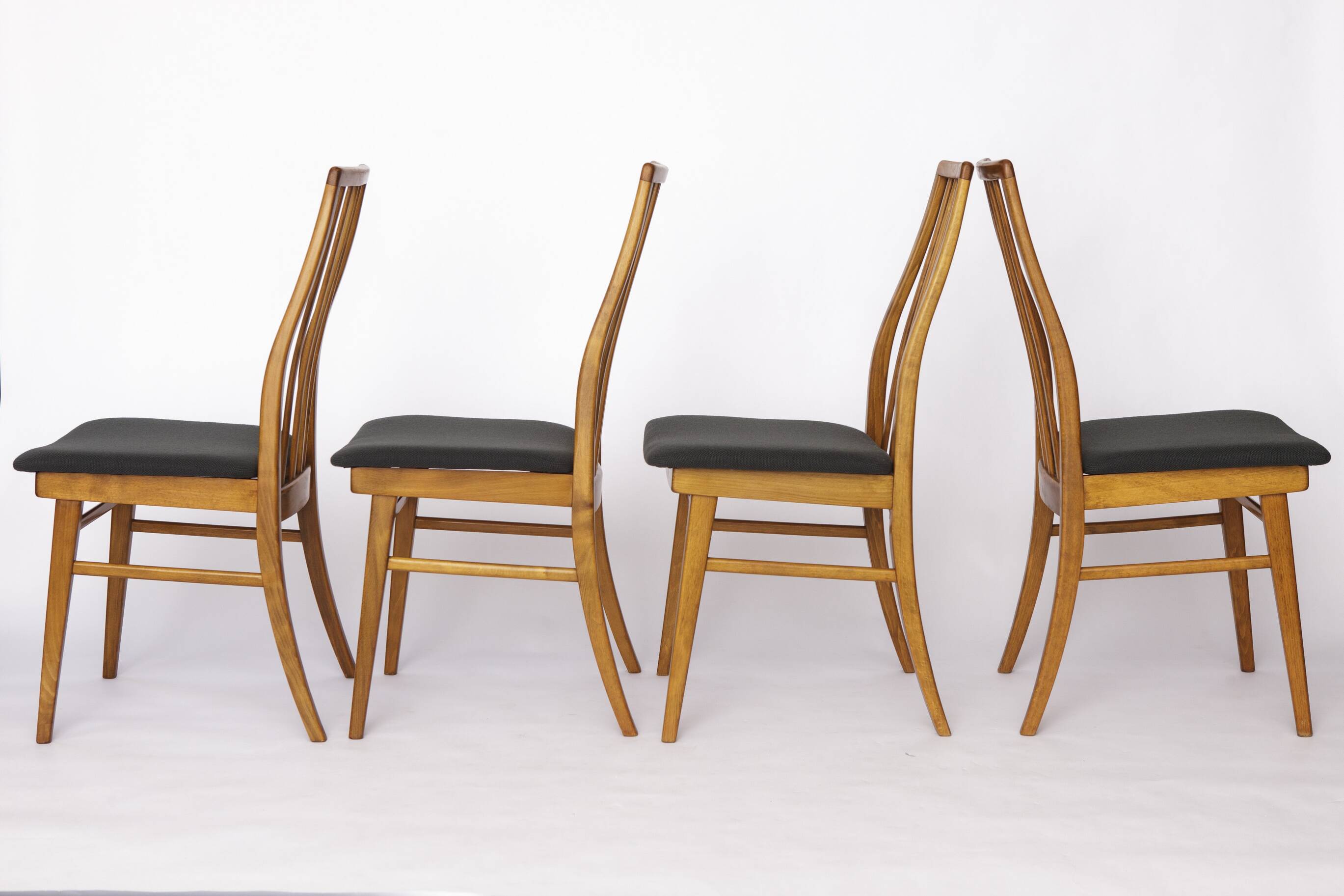 Set of 4 Vintage German Dining Chairs – 1960s/1970s Mid Century Beechwood C