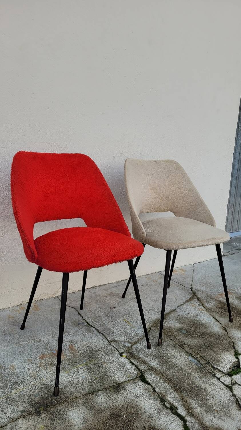 Pair of vintage "Moumoute" chairs -1950s