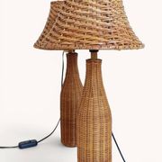 Pair of Table Lamps in Handwoven Wicker and Rattan, France, 1960s