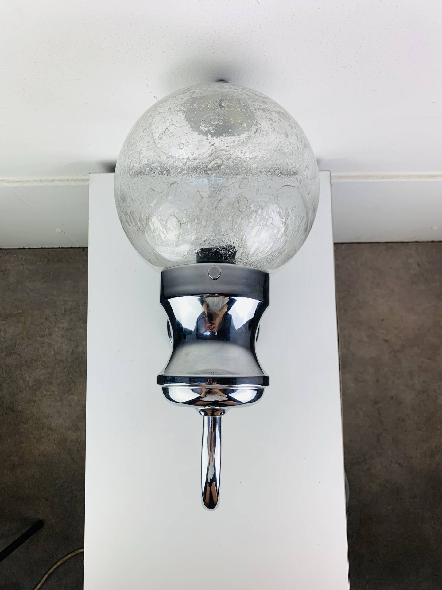 XL chrome and bubbled glass wall light Limburg, 1970s