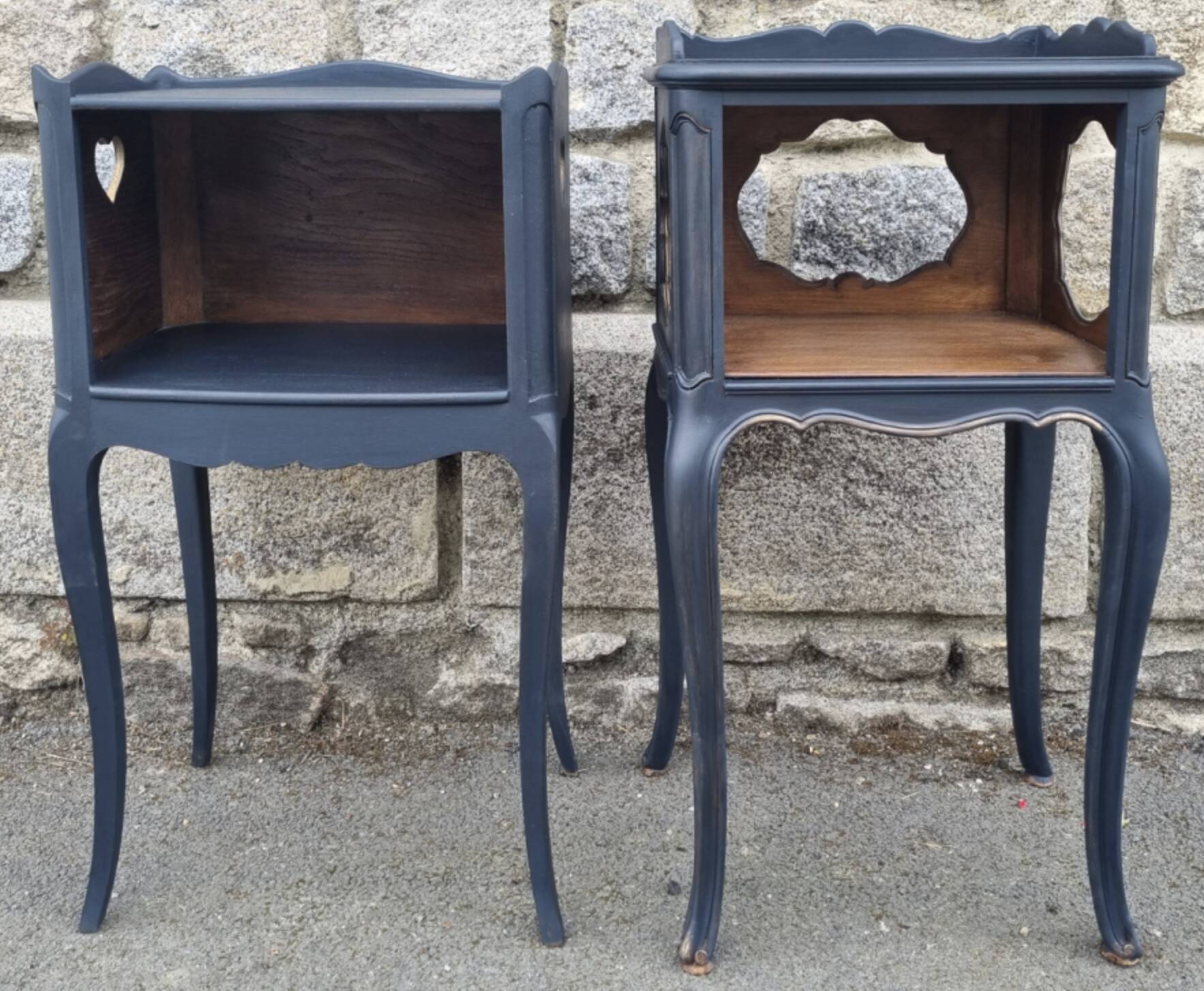Pair of vintage bedside tables, 60s, Louis XV style, revamped