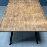 Handmade industrial oak dining table with black metal legs