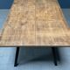 Handmade industrial oak dining table with black metal legs