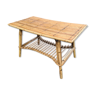 Vintage coffee table rattan bamboo 1960