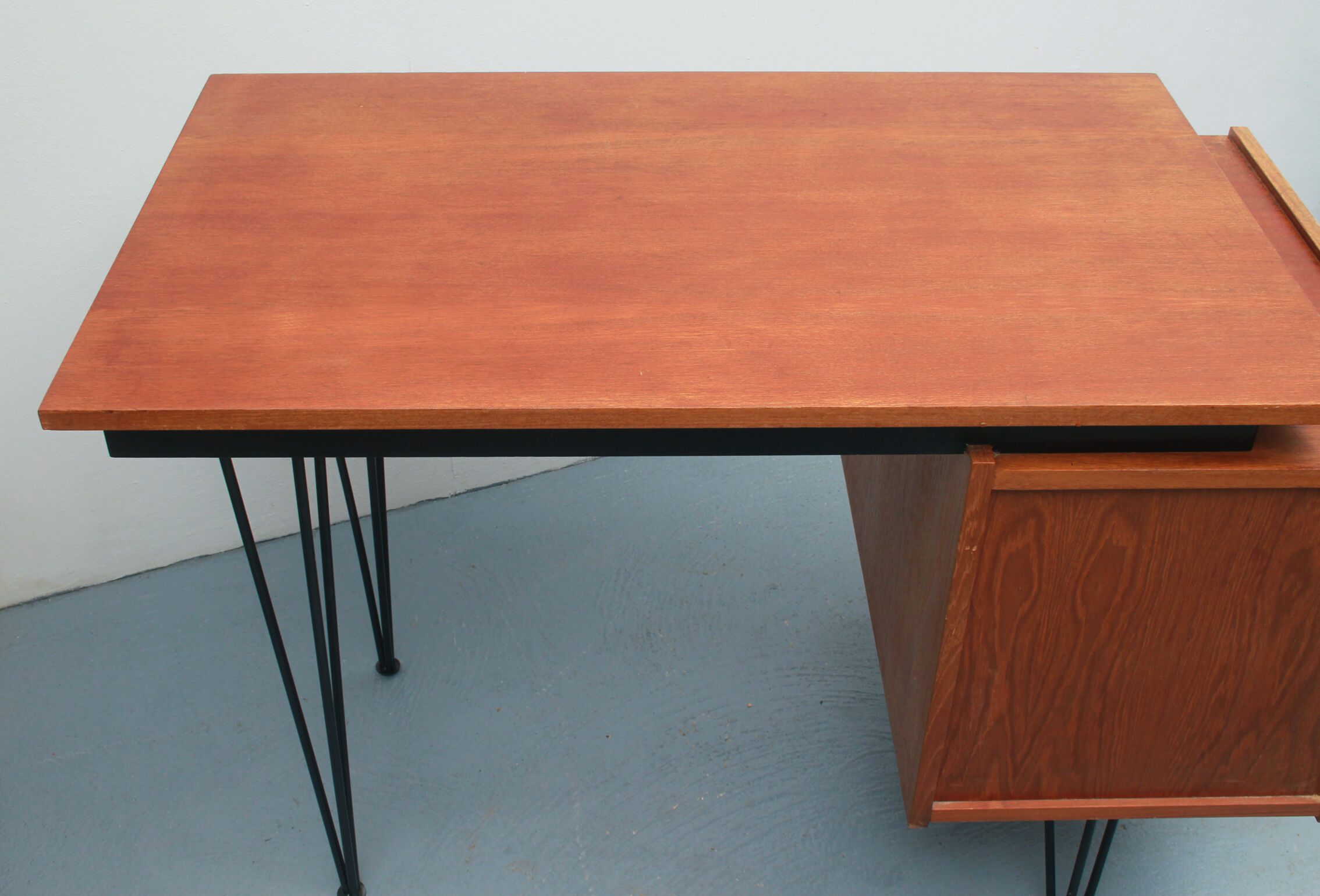 1950s hairpin desk in teak from Netherlands