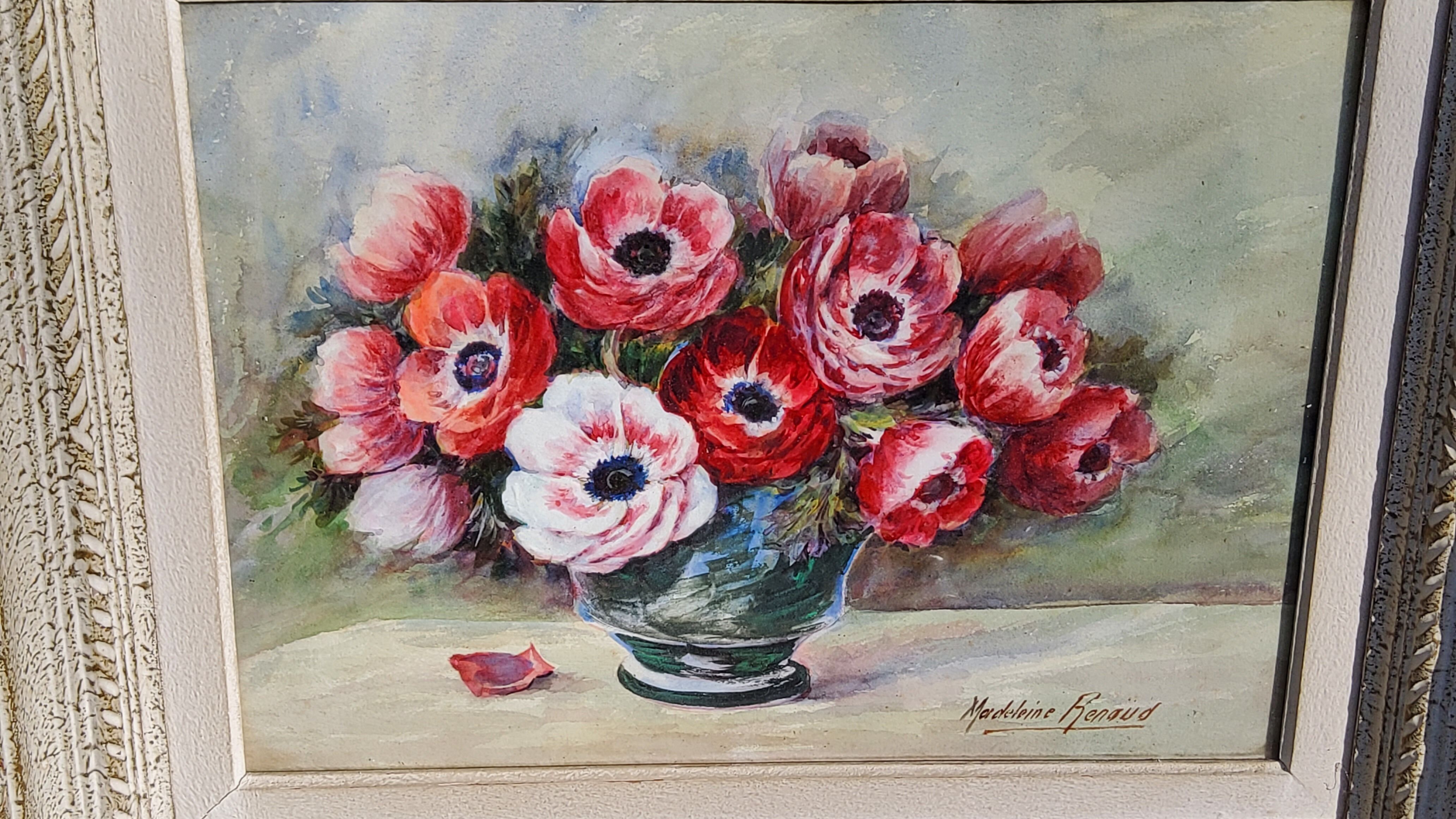 Tableau aquarelle de Madeleine Renaud milieu XXieme siècle