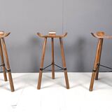 Mid century brutalist bar stools - set of 3, 1960s