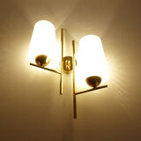 Pair vintage wall lamps 60 glass brass