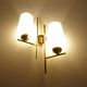 Pair vintage wall lamps 60 glass brass