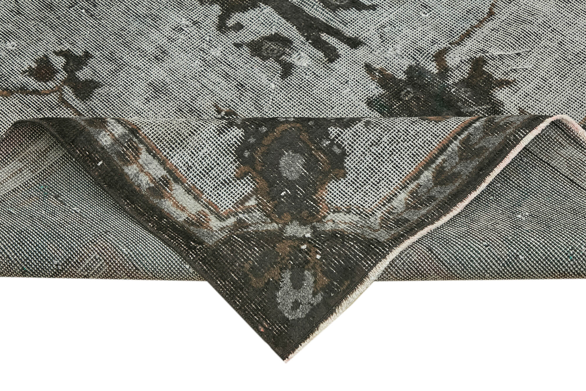 Handwoven unique turkish 1980s 166 cm x 300 cm black rug