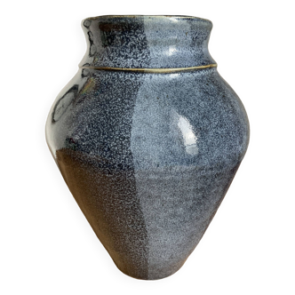 Thick ceramic blue vase