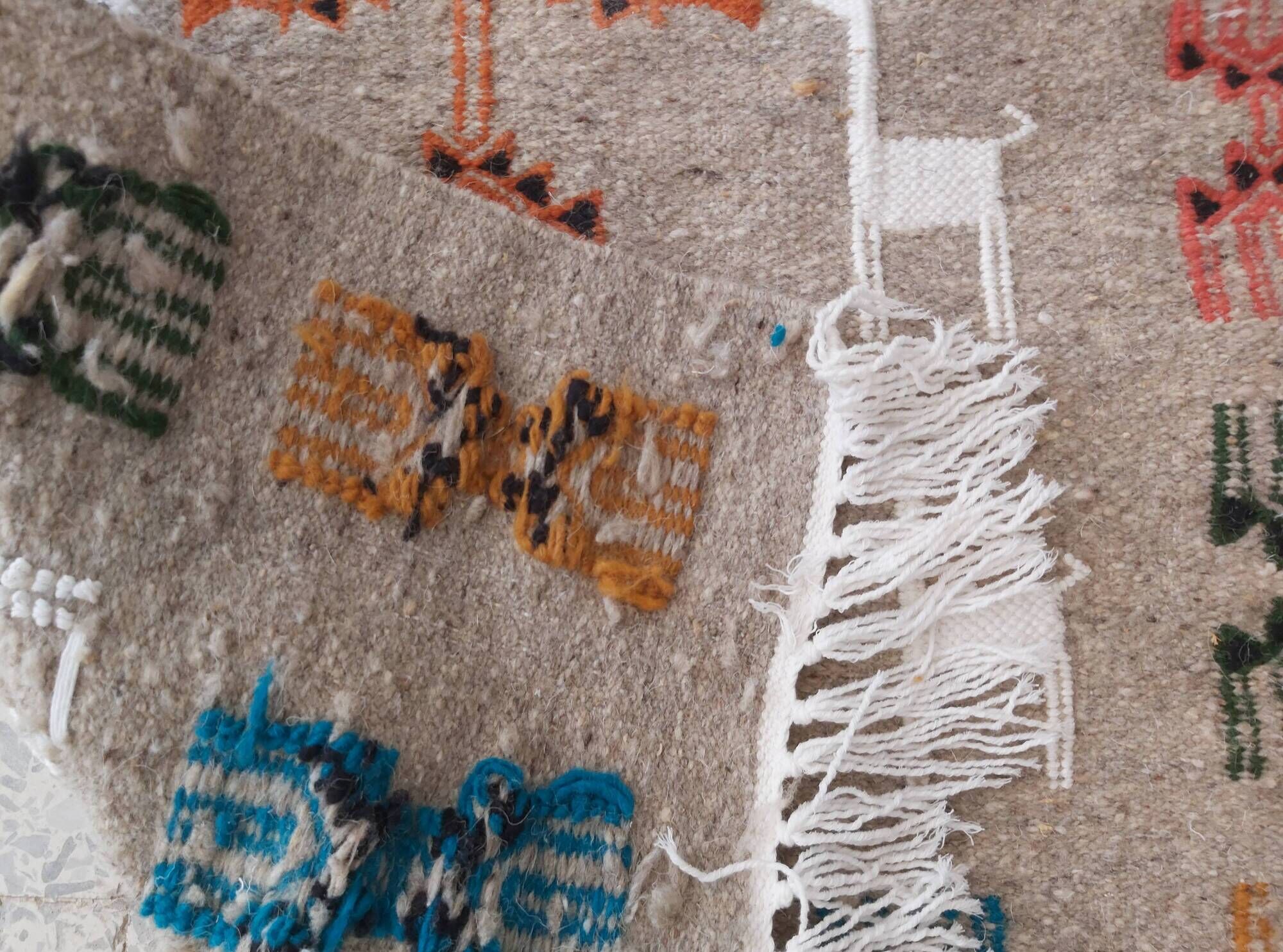 Handmade multicolored Berber pattern kilim rugs 70x120cm